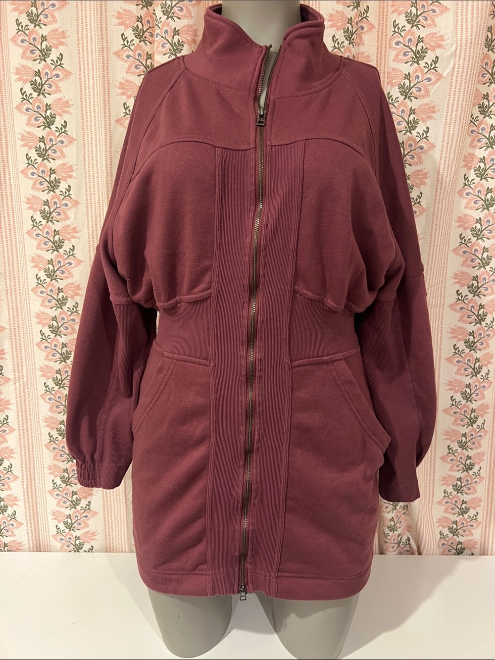 Anthropologie Daily Practice Pop Trick Zip Mini Dress Mauve Size Medium